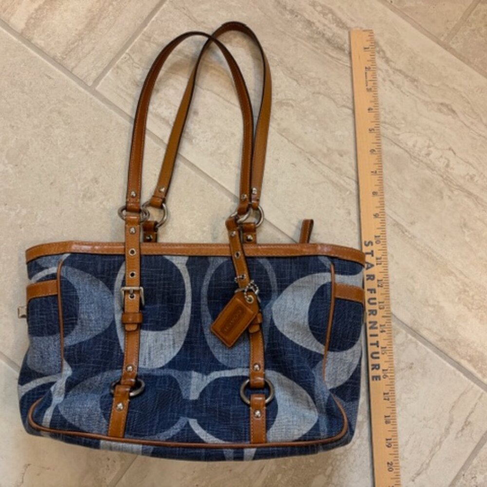 Coach 13810 Vintage Signature Gallery Tote with brown leather trim Classic Y2K - Picture 14 of 15